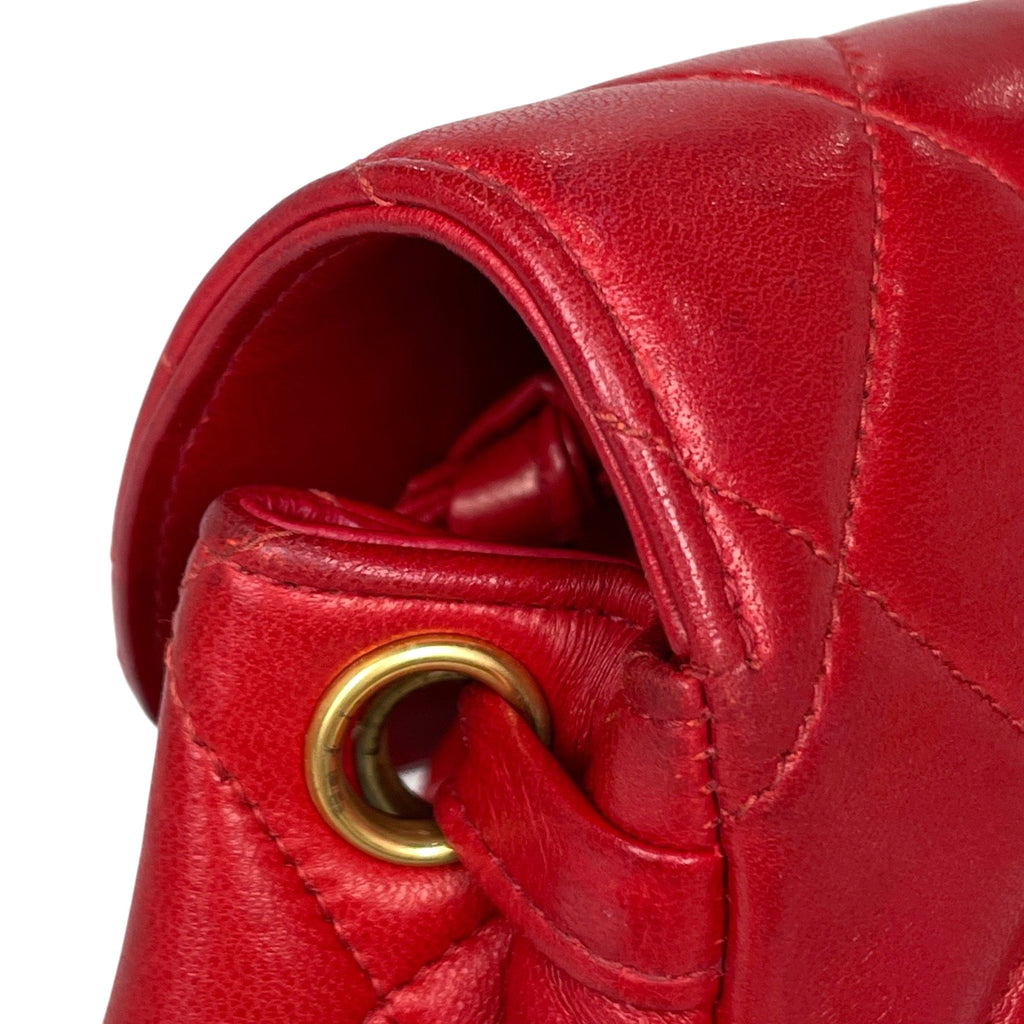 シャネル ココマーク チェーン リュックサック マトラッセ バックパック デイパック リュック レザー レッド レディース 【中古】brbag