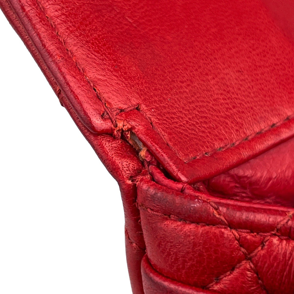 シャネル ココマーク チェーン リュックサック マトラッセ バックパック デイパック リュック レザー レッド レディース 【中古】brbag