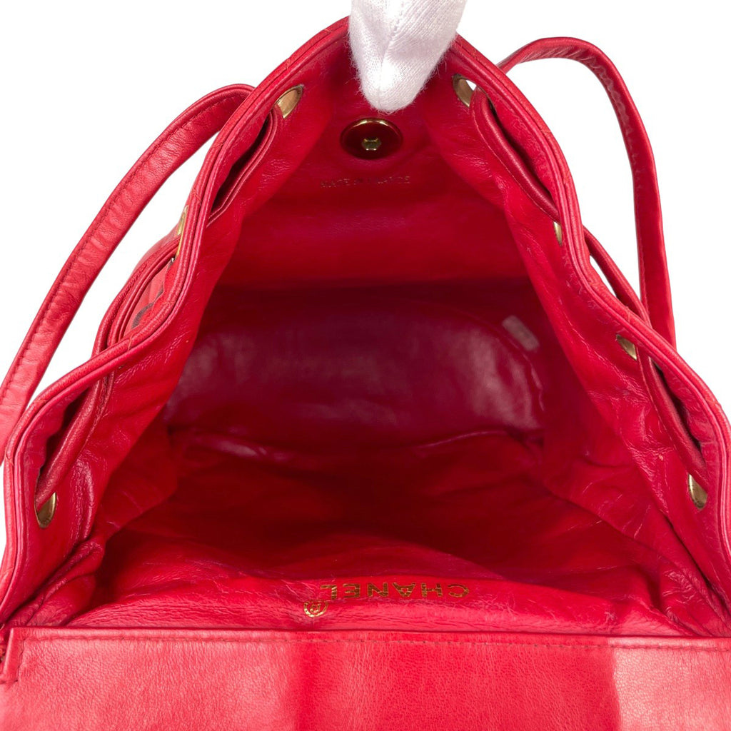 シャネル ココマーク チェーン リュックサック マトラッセ バックパック デイパック リュック レザー レッド レディース 【中古】brbag