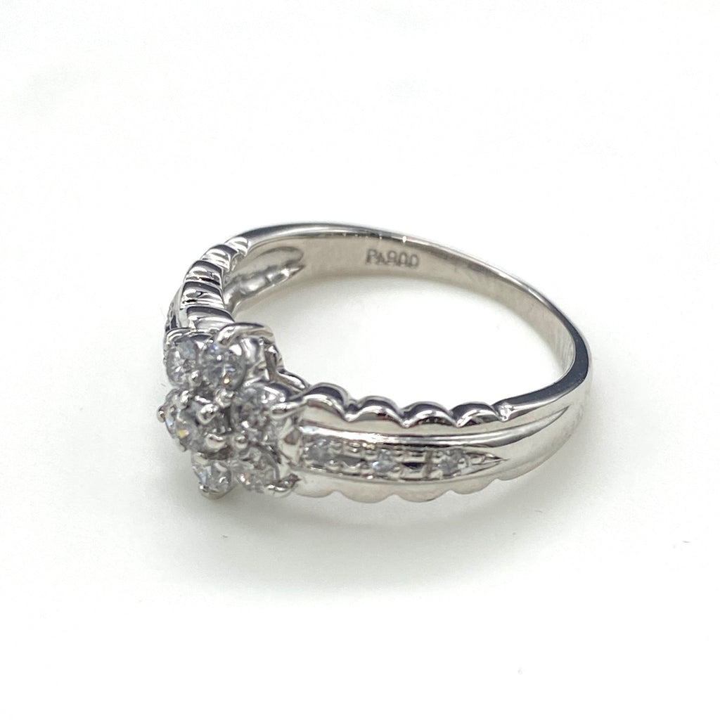 メレダイヤ デザインリング プラチナ 指輪 リング 10号 Pt900 ダイヤモンド レディース 【中古】nbjwl