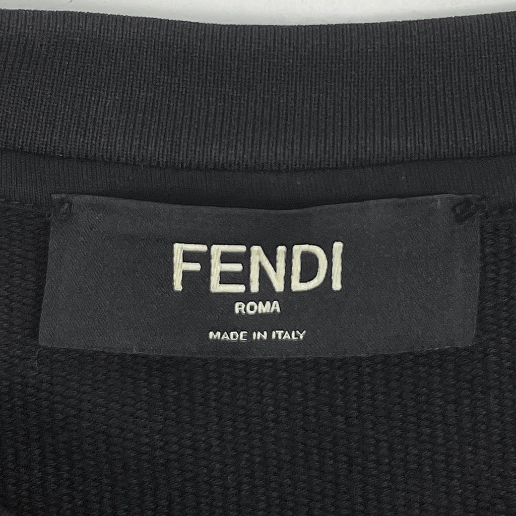 フェンディ ロゴ トレーナー クルーネック トップス スウェット ナイロン ポリウレタン ブラック メンズ 【中古】brapp