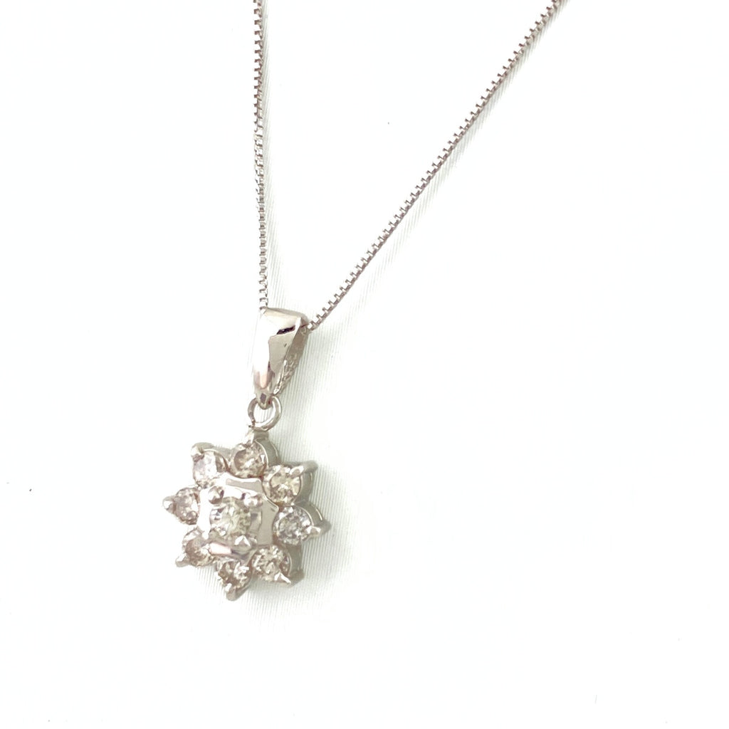 メレダイヤ デザインネックレス プラチナ WG ホワイトゴールド ペンダント ダイヤモンド ネックレス Pt900 K18 WG レディース 【中古】nbjwl