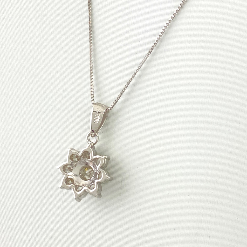 メレダイヤ デザインネックレス プラチナ WG ホワイトゴールド ペンダント ダイヤモンド ネックレス Pt900 K18 WG レディース 【中古】nbjwl