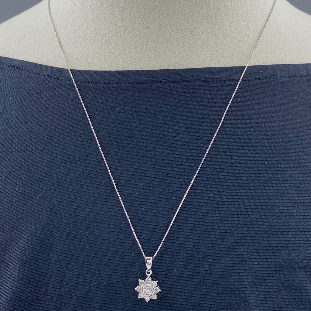 メレダイヤ デザインネックレス プラチナ WG ホワイトゴールド ペンダント ダイヤモンド ネックレス Pt900 K18 WG レディース 【中古】nbjwl