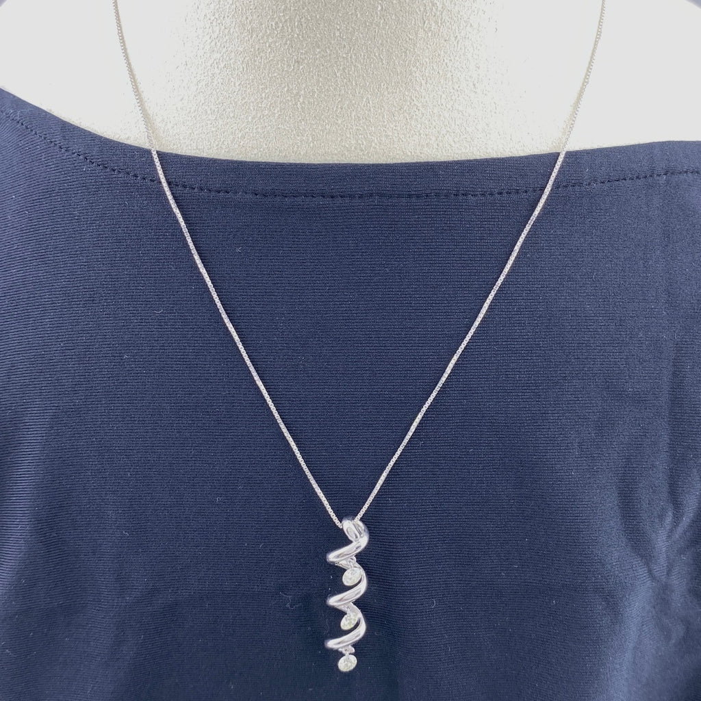 メレダイヤ デザインネックレス WG ホワイトゴールド ペンダント ネックレス K18 WG ダイヤモンド レディース 【中古】nbjwl