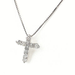 クロスモチーフ ネックレス プラチナ ペンダント メレダイヤ 十字架 ネックレス Pt900 Pt850 ダイヤモンド レディース 【中古】nbjwl