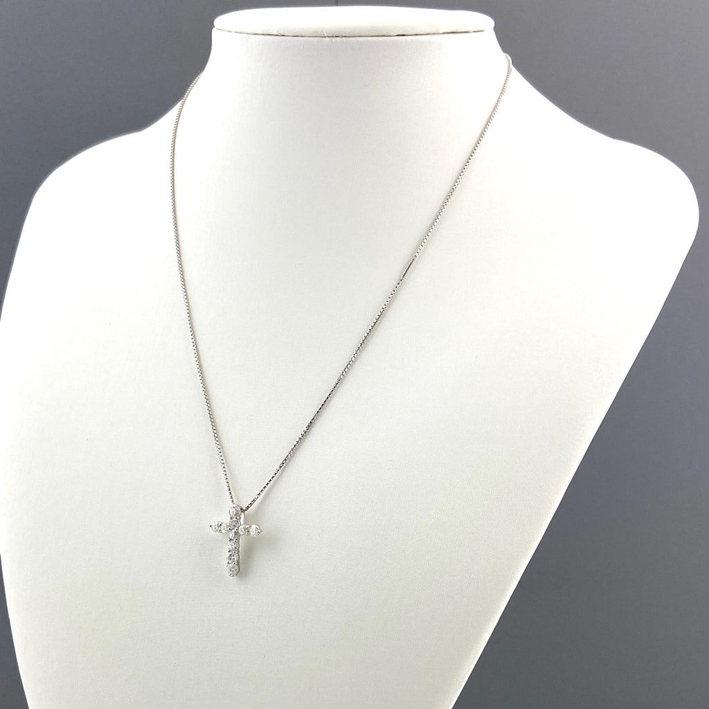 クロスモチーフ ネックレス プラチナ ペンダント メレダイヤ 十字架 ネックレス Pt900 Pt850 ダイヤモンド レディース 【中古】nbjwl