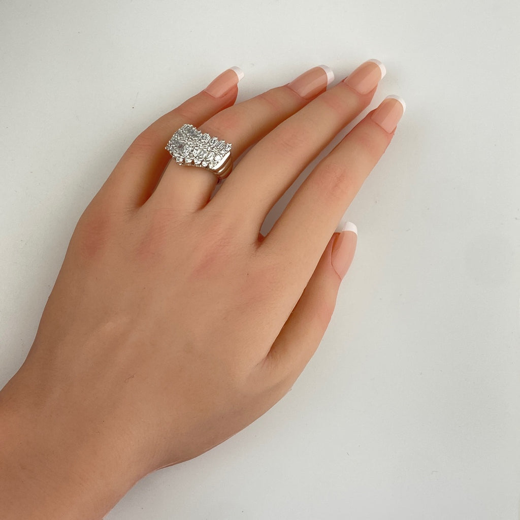 メレダイヤ デザインリング プラチナ 指輪 リング 12号 Pt900 ダイヤモンド レディース 【中古】nbjwl