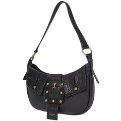 イヴ・サンローラン ロゴ ショルダーバッグ 肩掛け ワンショルダー ショルダーバッグ レザー ブラック レディース 【中古】brbag