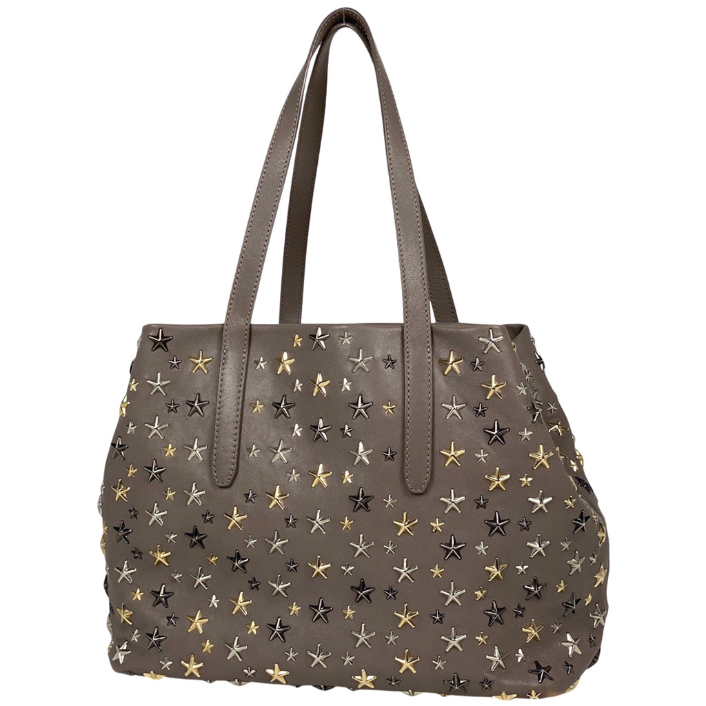 ジミーチュウ ロゴ トートバッグ スタースタッズ ショルダーバッグ トートバッグ レザー グレージュ レディース 【中古】brbag