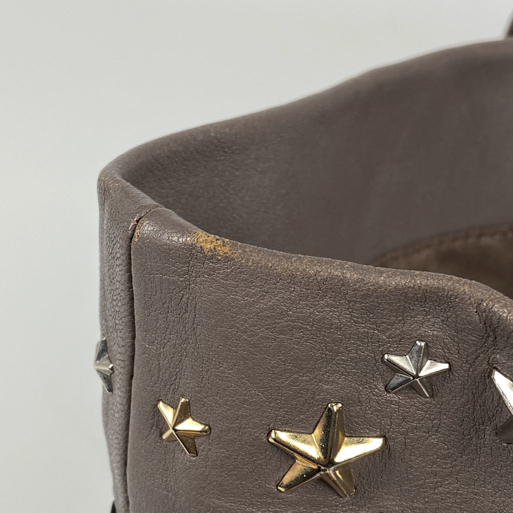 ジミーチュウ ロゴ トートバッグ スタースタッズ ショルダーバッグ トートバッグ レザー グレージュ レディース 【中古】brbag