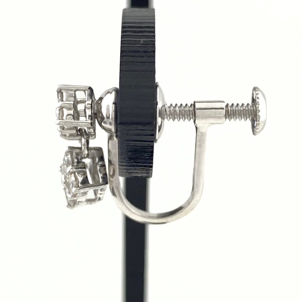 フラワーモチーフ デザインイヤリング プラチナ メレダイヤ 花 スイング イヤリング Pt900 ダイヤモンド レディース 【中古】nbjwl