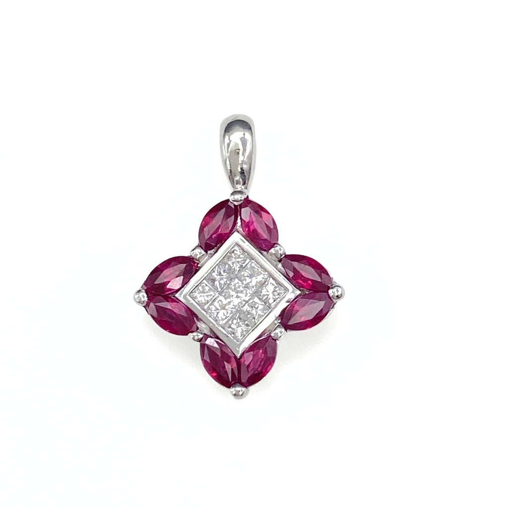ルビー ペンダントトップ プラチナ メレダイヤ ペンダントトップ Pt900 ルビー ダイヤモンド レディース 【中古】nbjwl