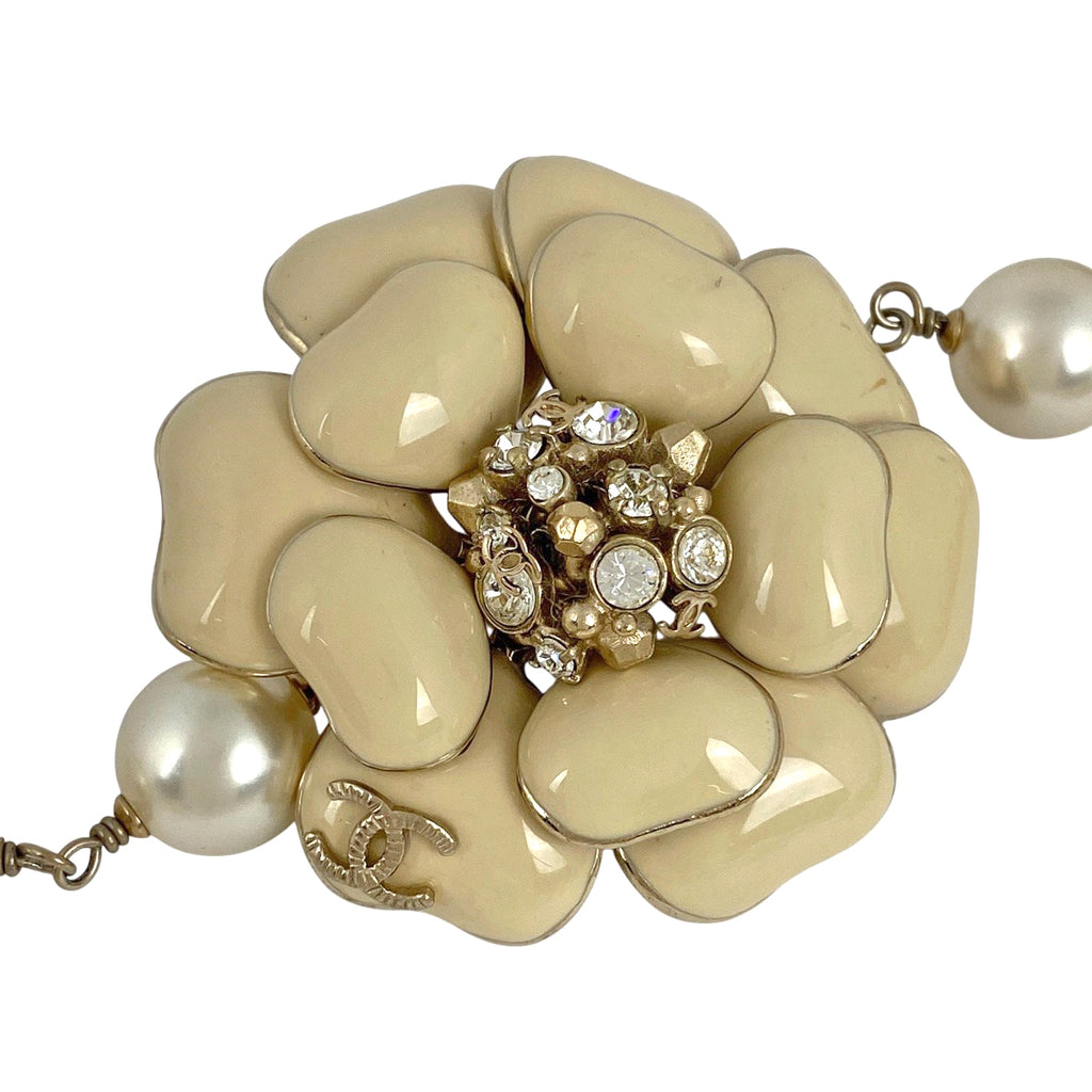 シャネル カメリア ネックレス ココマーク フェイクパール ロング 2連 ネックレス GP ゴールド レディース 【中古】bracc