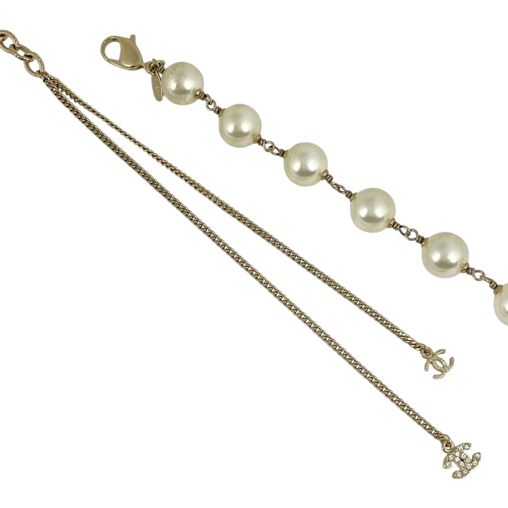 シャネル カメリア ネックレス ココマーク フェイクパール ロング 2連 ネックレス GP ゴールド レディース 【中古】bracc