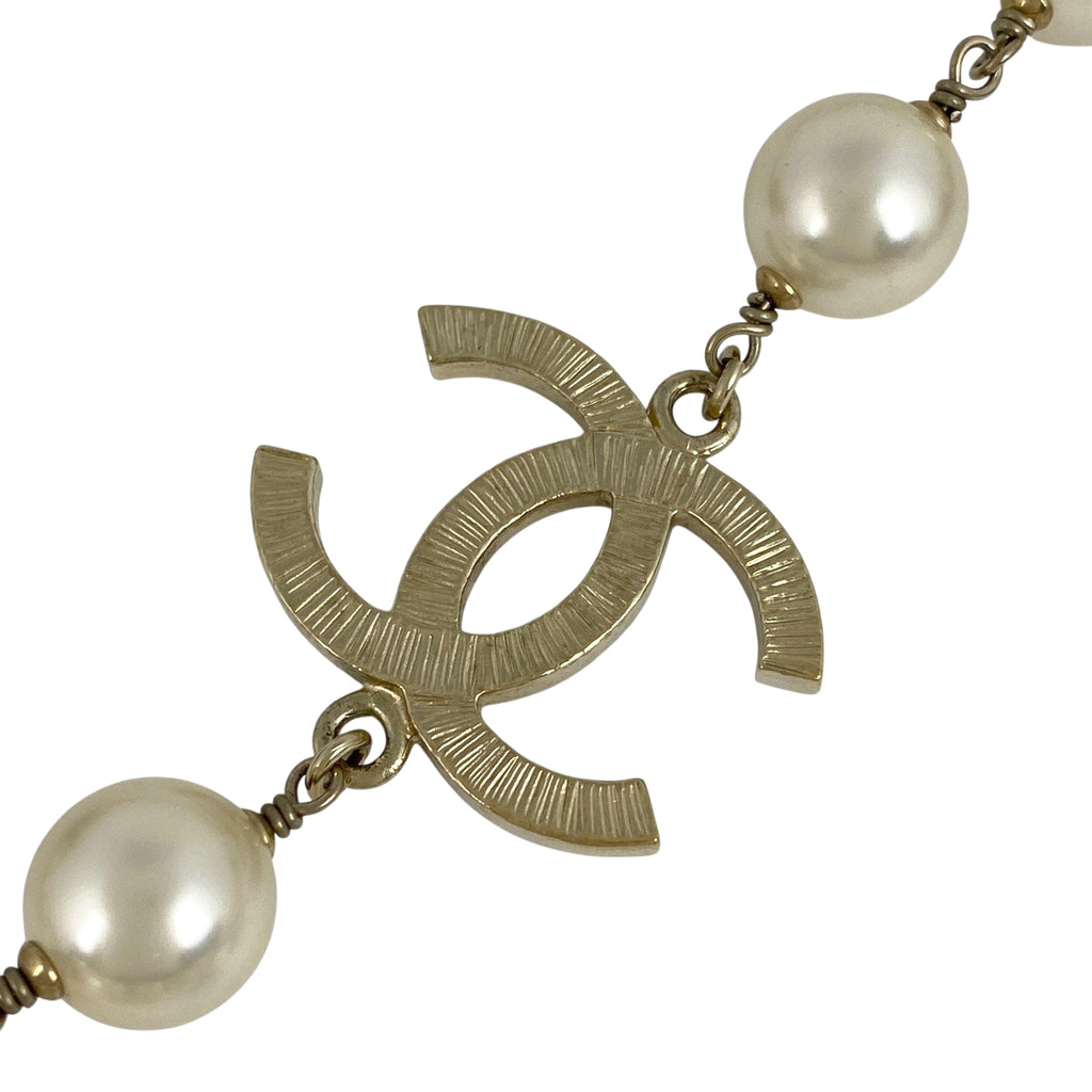 シャネル カメリア ネックレス ココマーク フェイクパール ロング 2連 ネックレス GP ゴールド レディース 【中古】bracc