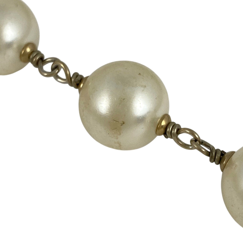 シャネル カメリア ネックレス ココマーク フェイクパール ロング 2連 ネックレス GP ゴールド レディース 【中古】bracc