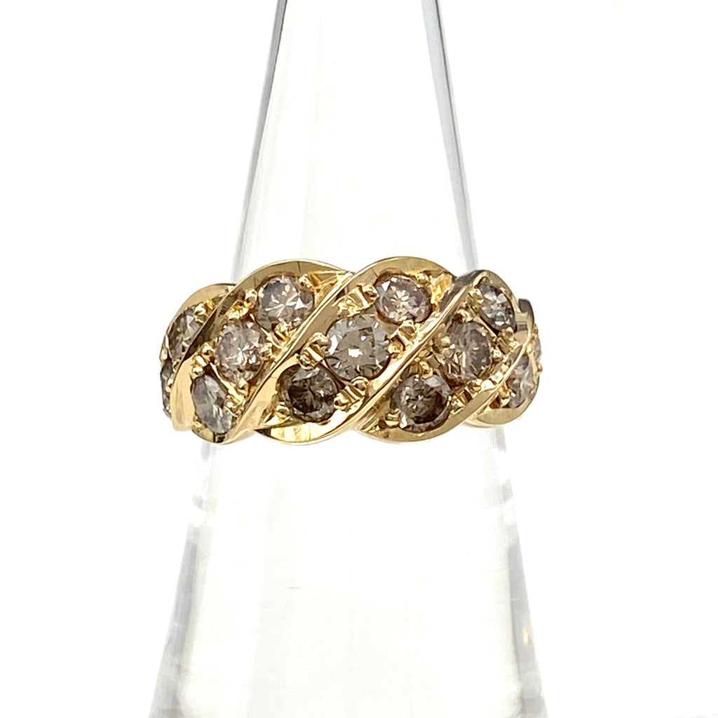 メレダイヤ デザインリング YG イエローゴールド 指輪 リング 13号 K18 ダイヤモンド レディース 【中古】nbjwl