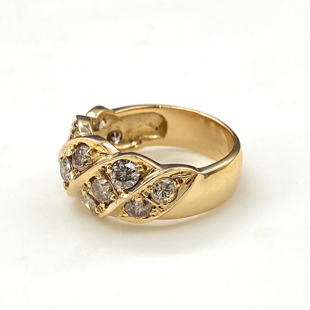 メレダイヤ デザインリング YG イエローゴールド 指輪 リング 13号 K18 ダイヤモンド レディース 【中古】nbjwl