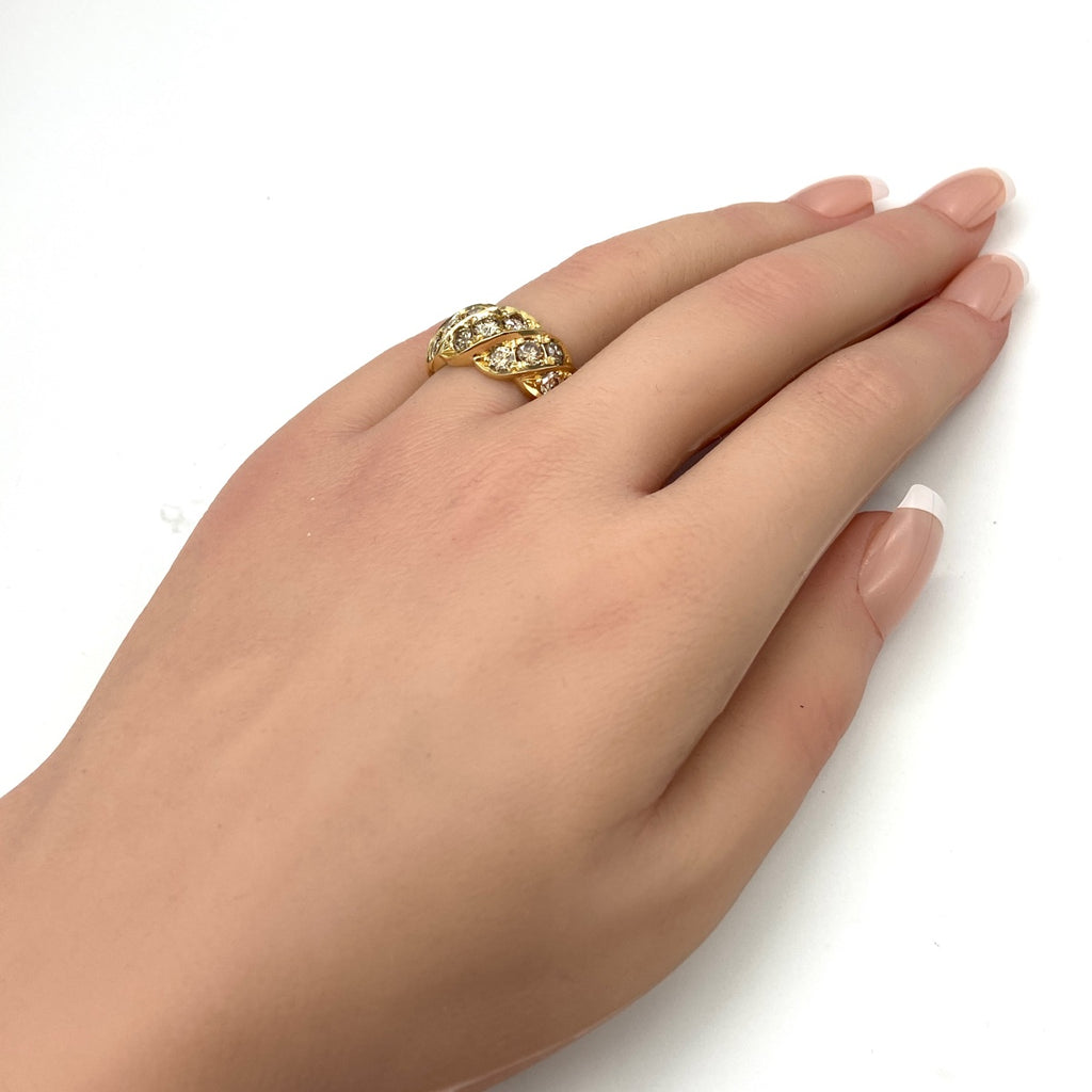 メレダイヤ デザインリング YG イエローゴールド 指輪 リング 13号 K18 ダイヤモンド レディース 【中古】nbjwl