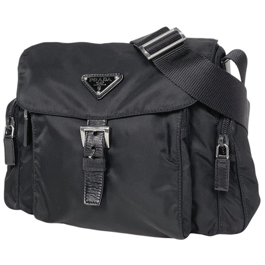 プラダ ロゴプレート ショルダーバッグ 斜め掛け ショルダーバッグ ナイロン ネロ(ブラック) レディース 【中古】brbag