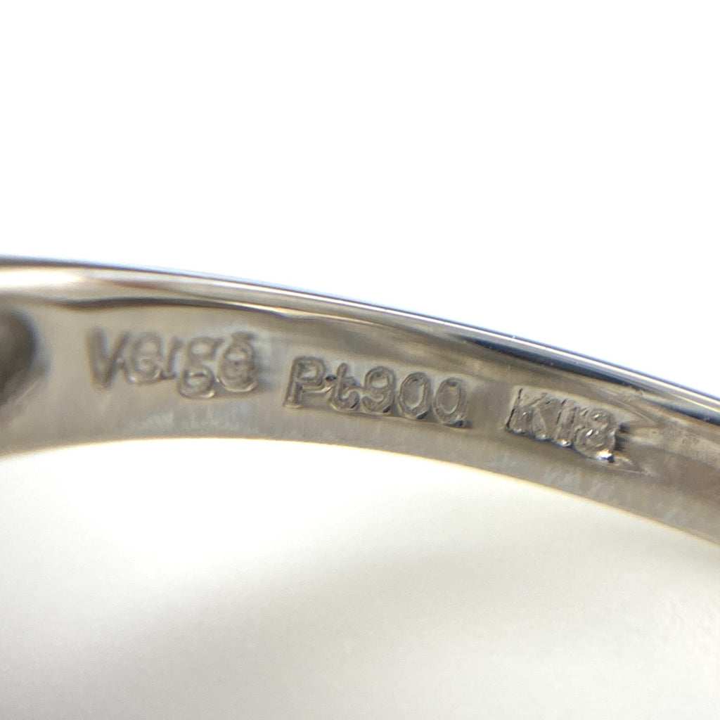 メレダイヤ デザインリング プラチナ YG イエローゴールド 指輪 リング 11号 Pt900 K18 ダイヤモンド レディース 【中古】nbjwl