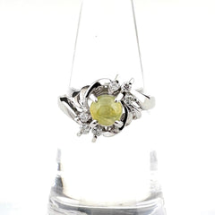 クリソベリルキャッツアイ デザインリング プラチナ 指輪 メレダイヤ リング 11号 Pt900 クリソベリルキャッツアイ ダイヤモンド レディース 【中古】nbjwl