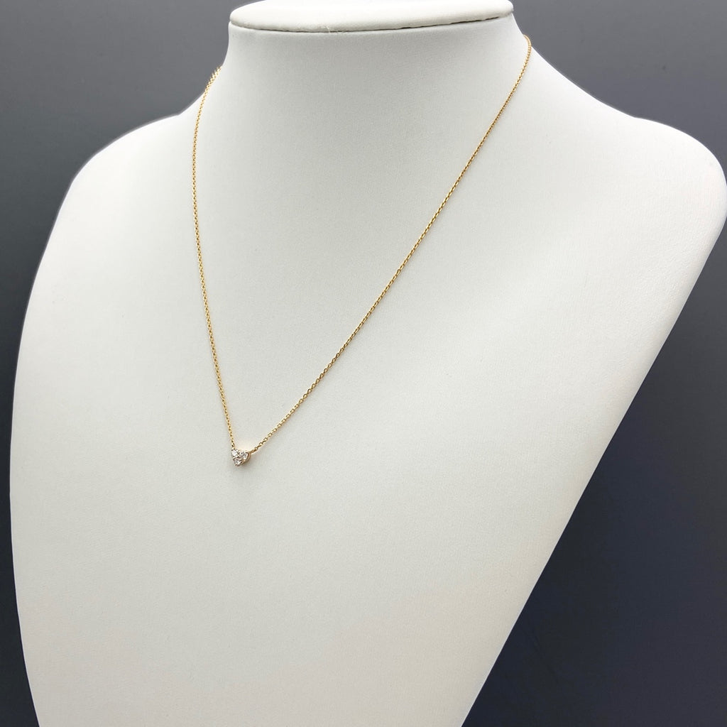 ヴァンドーム青山 ハートモチーフ デザインネックレス YG イエローゴールド ペンダント メレダイヤ ネックレス K18 ダイヤモンド レディース 【中古】brjwl