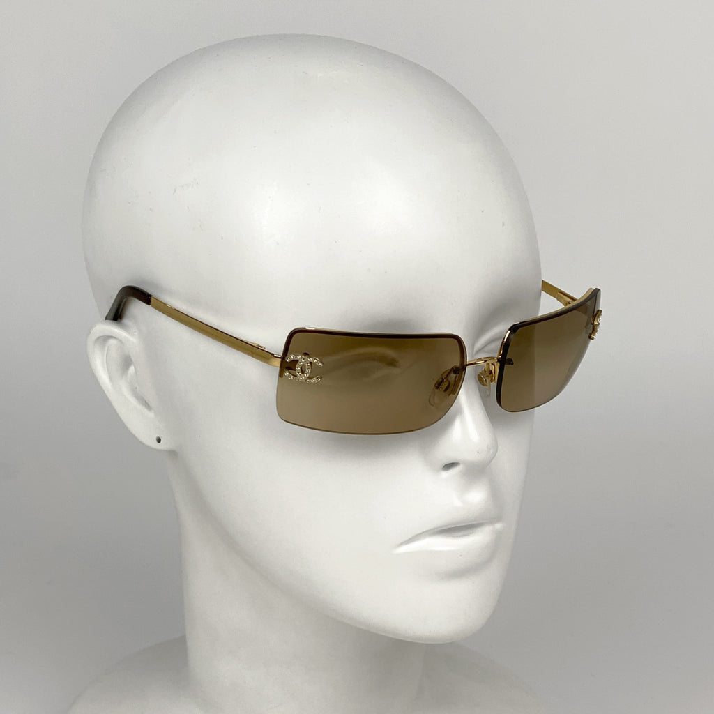 シャネル ココマーク サングラス グラデーション アイウェア サングラス メタル ラインストーン ブラウン ゴールド 4104B レディース 【中古】brbag