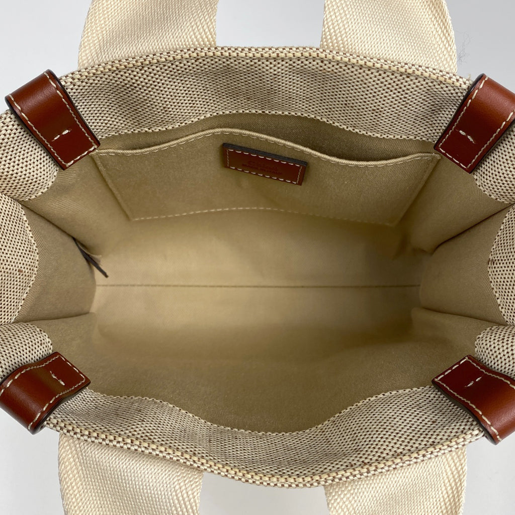 クロエ ウッディ スモール トートバッグ ロゴ ハンドバッグ トートバッグ キャンバス ベージュ レディース 【中古】brbag