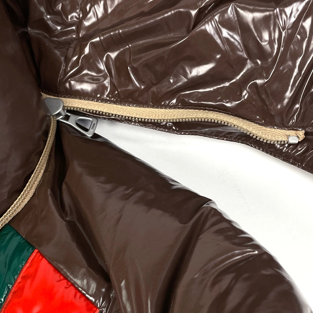 グッチ シェリーライン ダウンベスト フード付き アウター ダウンベスト ブラウン ベージュ メンズ 【中古】brapp