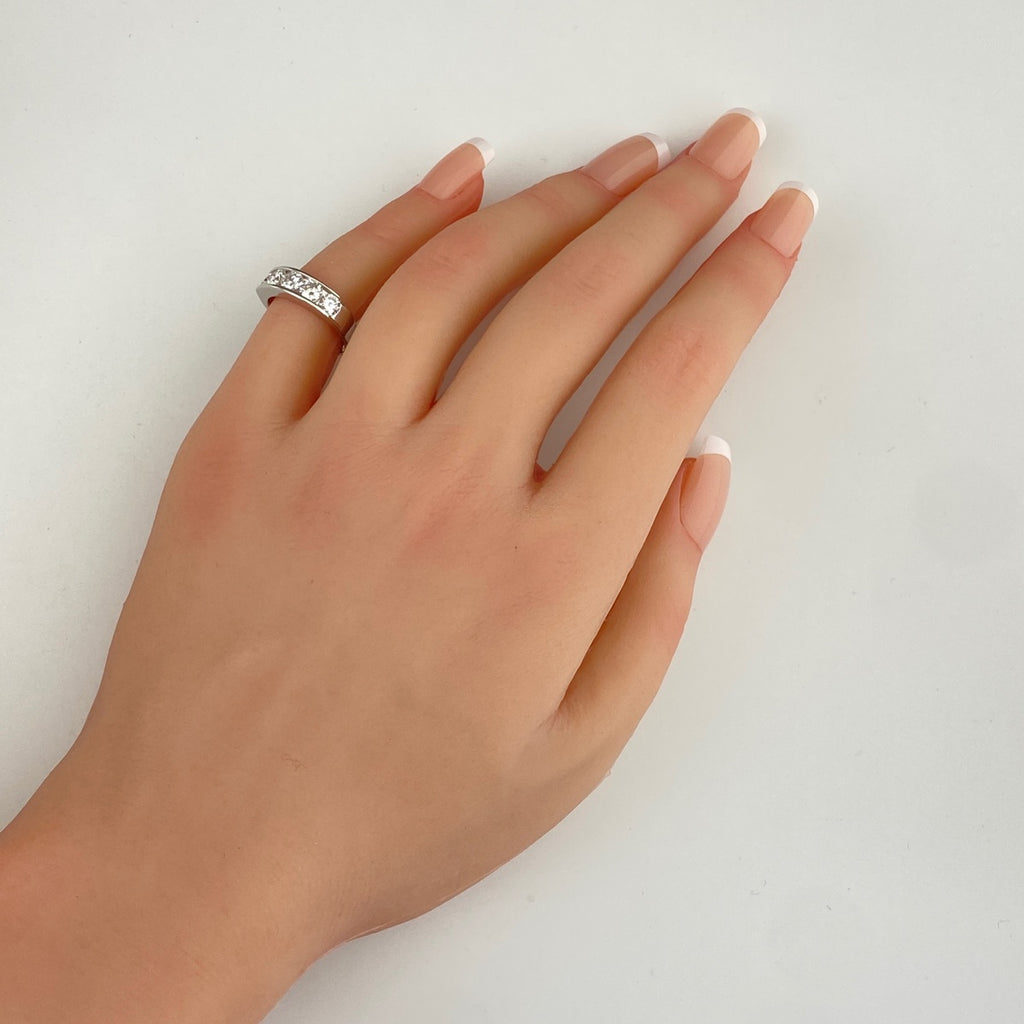 メレダイヤ デザインリング プラチナ 指輪 リング 7.5号 Pt900 ダイヤモンド レディース 【中古】nbjwl