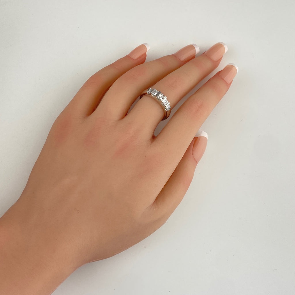 メレダイヤ デザインリング プラチナ 指輪 リング 16.5号 Pt900 ダイヤモンド レディース 【中古】nbjwl