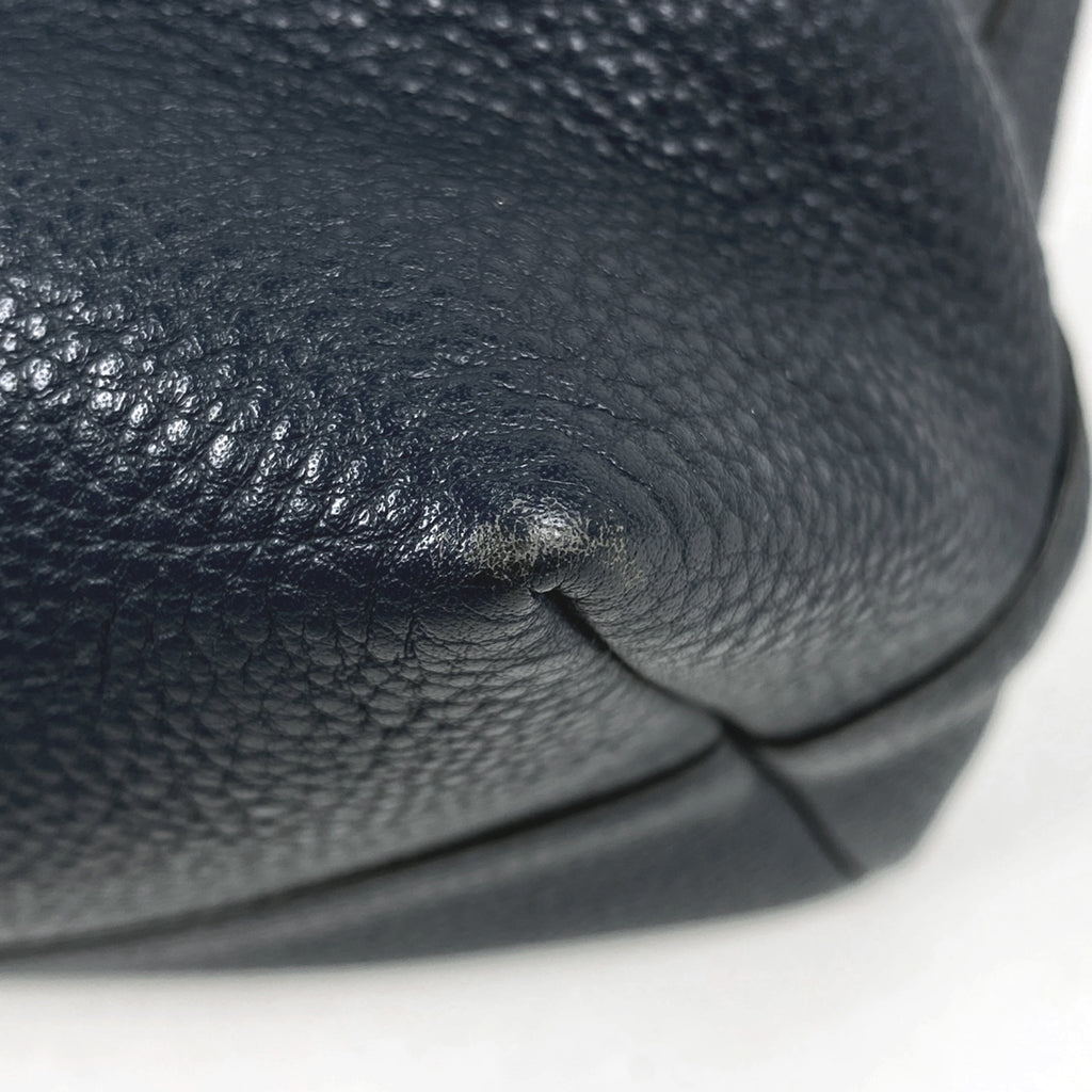 プラダ ロゴプレート トートバッグ 2WAY ショルダーバッグ トートバッグ レザー ネイビー レディース 【中古】brbag