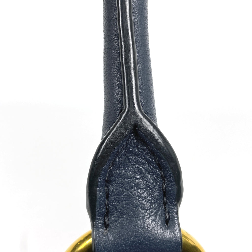 プラダ ロゴプレート トートバッグ 2WAY ショルダーバッグ トートバッグ レザー ネイビー レディース 【中古】brbag