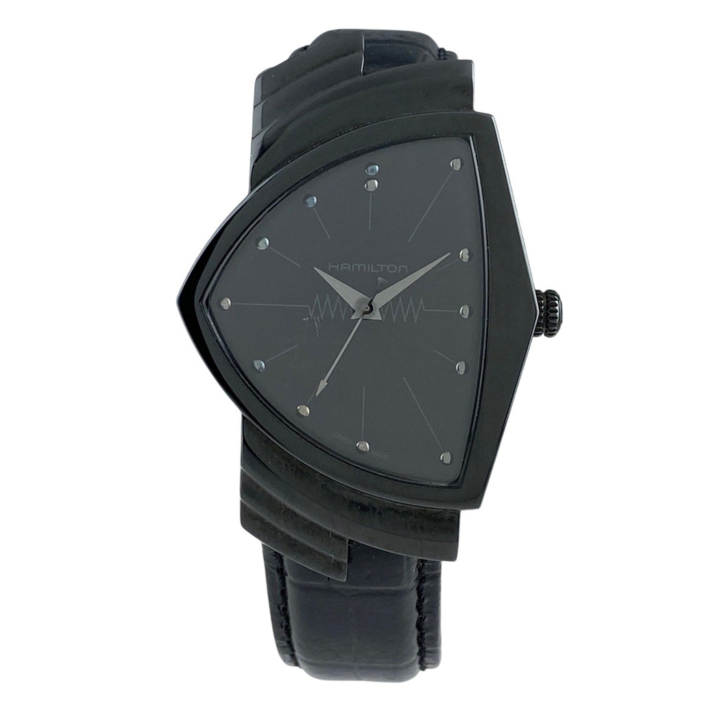 ハミルトン ベンチュラ H244010 腕時計 SS レザー クォーツ ブラック メンズ 【中古】wtcbb