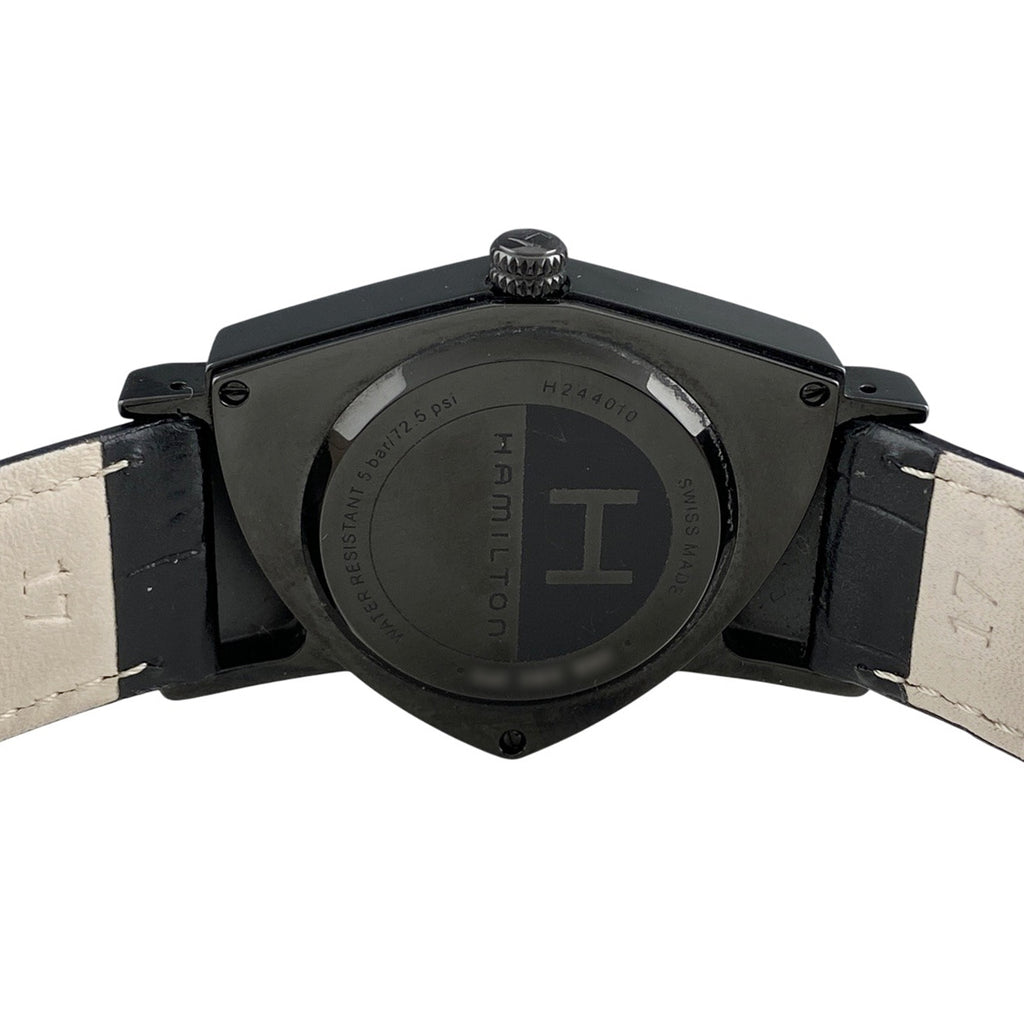 ハミルトン ベンチュラ H244010 腕時計 SS レザー クォーツ ブラック メンズ 【中古】wtcbb