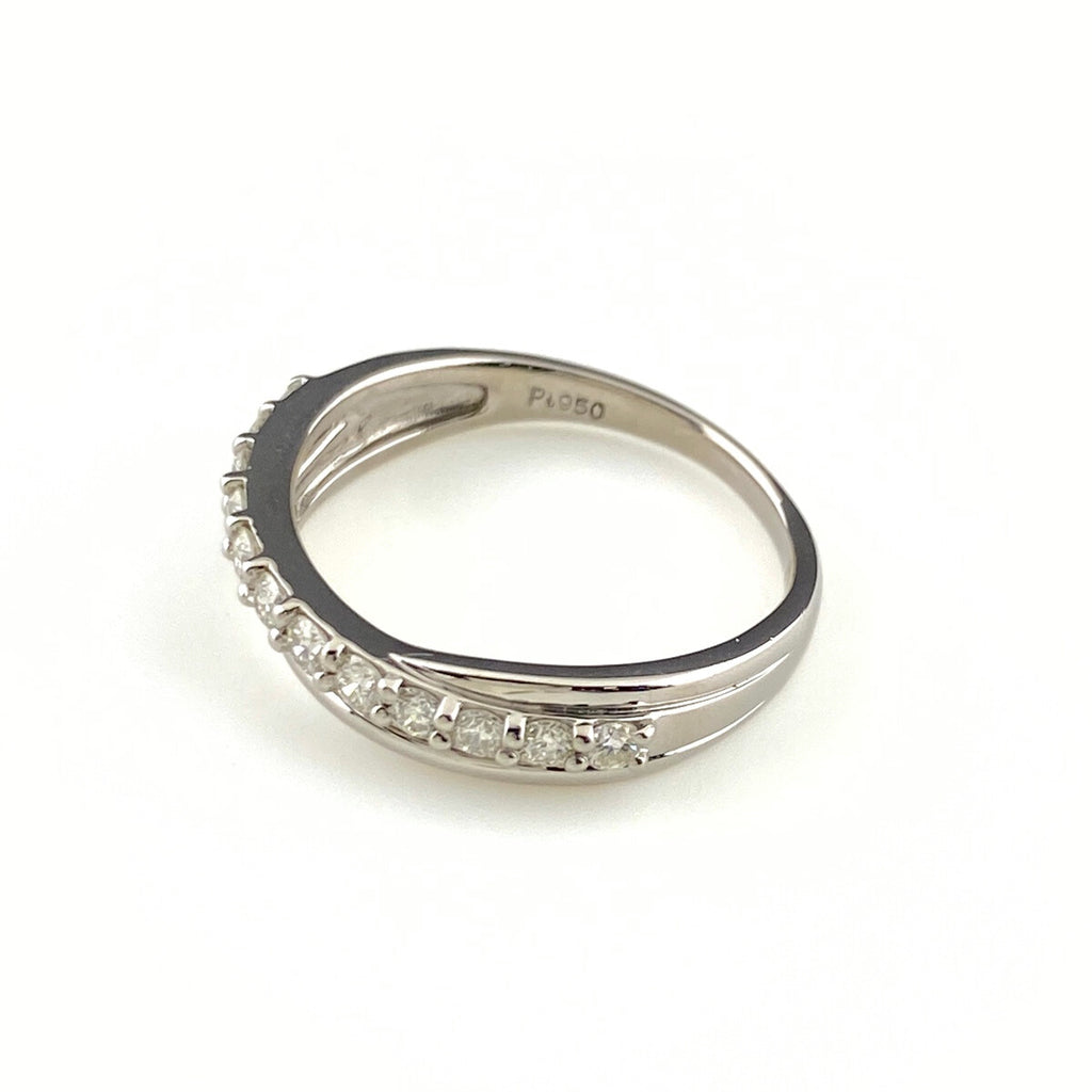 メレダイヤ デザインリング プラチナ 指輪 リング 10号 Pt950 ダイヤモンド レディース 【中古】nbjwl