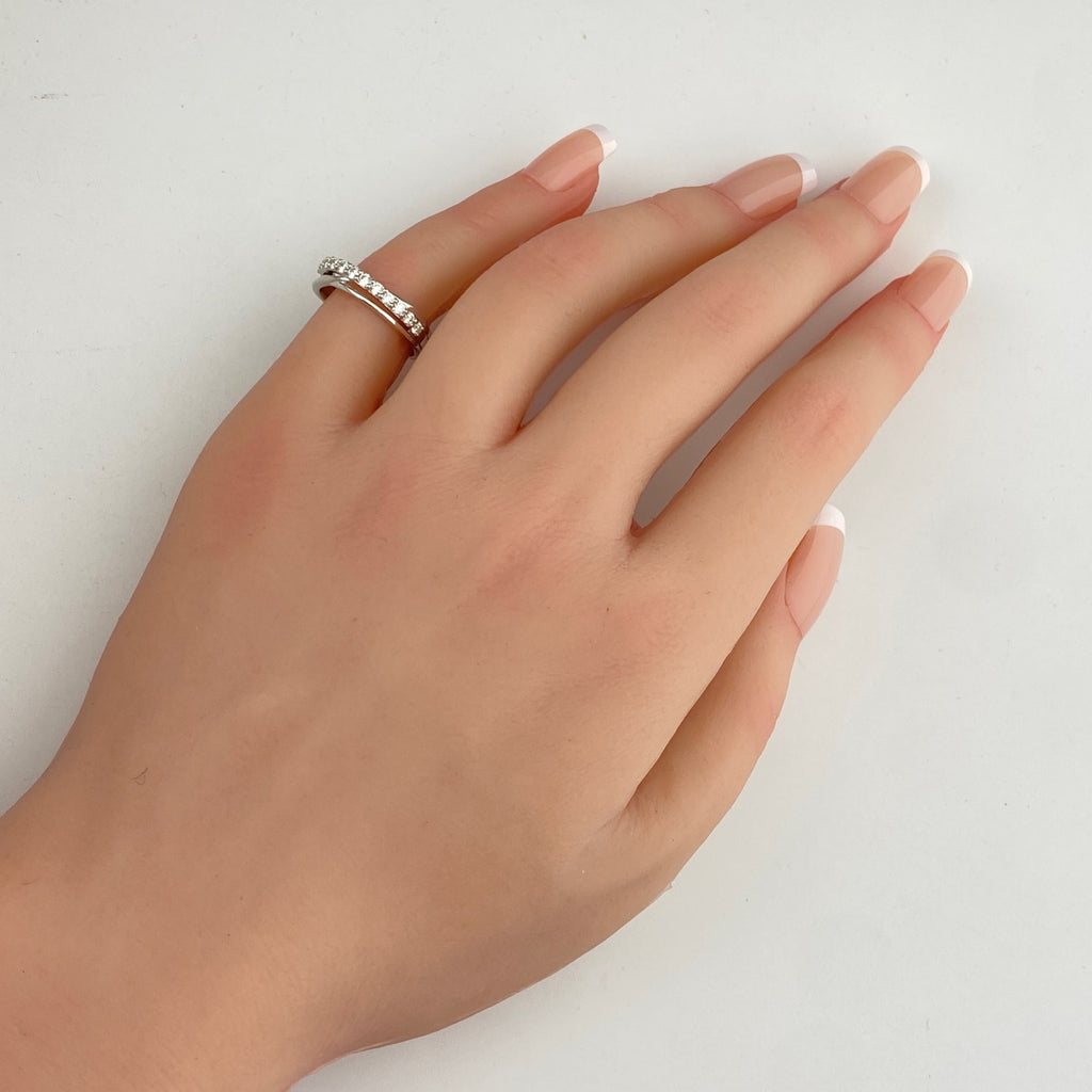 メレダイヤ デザインリング プラチナ 指輪 リング 10号 Pt950 ダイヤモンド レディース 【中古】nbjwl