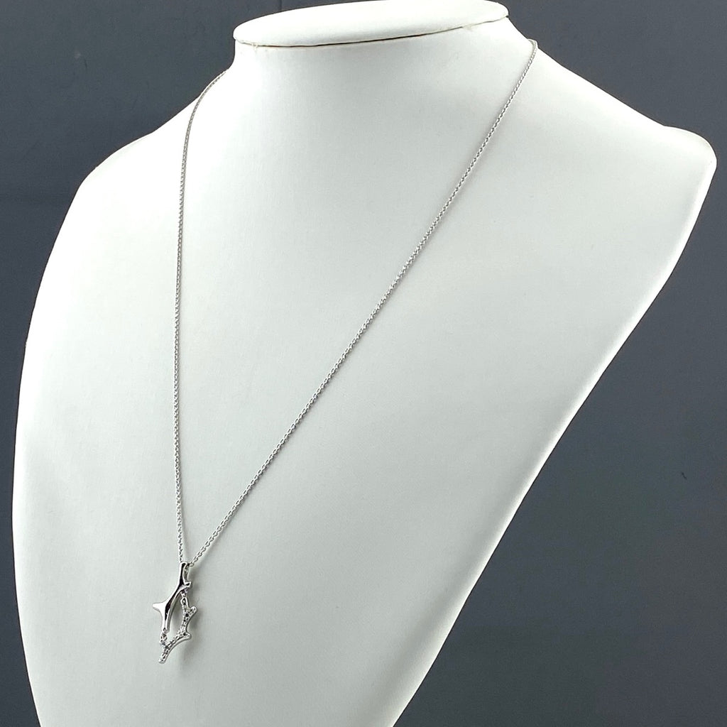 ミキモト メレダイヤ デザインネックレス WG ホワイトゴールド ペンダント スイング ネックレス K18 ダイヤモンド レディース 【中古】brjwl