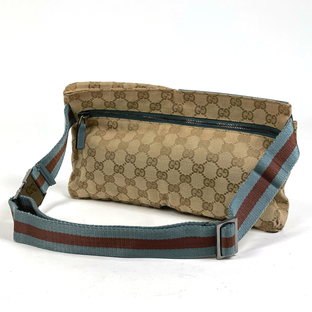 グッチ GG柄 ウエストバッグ ウエストポーチ ボディバッグ GGキャンバス ベージュ ライトブルー 28566 レディース 【中古】brbag