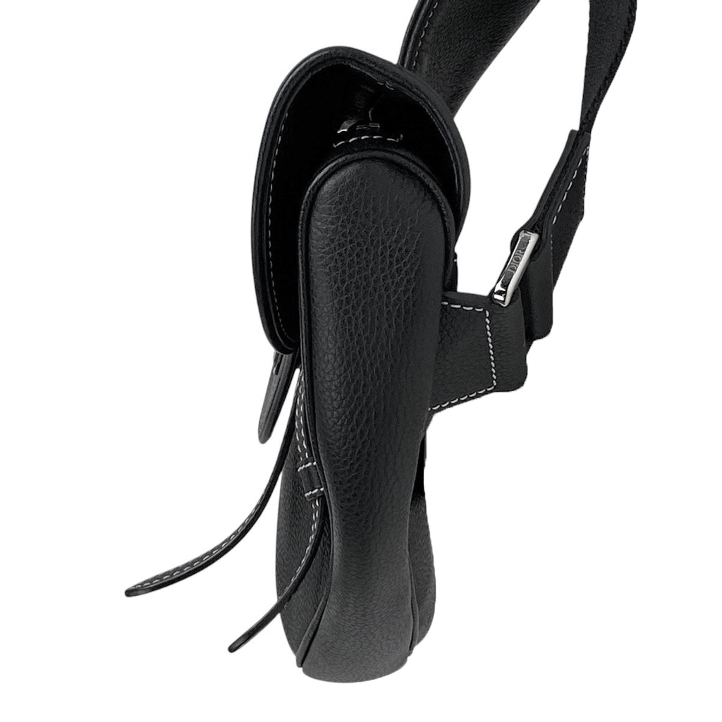 クリスチャンディオール サドルバッグ KAWSコラボ 蜂 ショルダーバッグ ボディバッグ レザー ブラック レディース 【中古】brbag