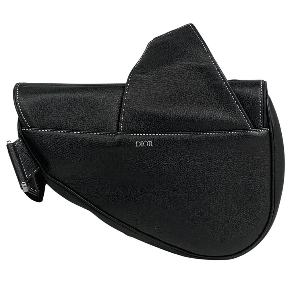 クリスチャンディオール サドルバッグ KAWSコラボ 蜂 ショルダーバッグ ボディバッグ レザー ブラック レディース 【中古】brbag