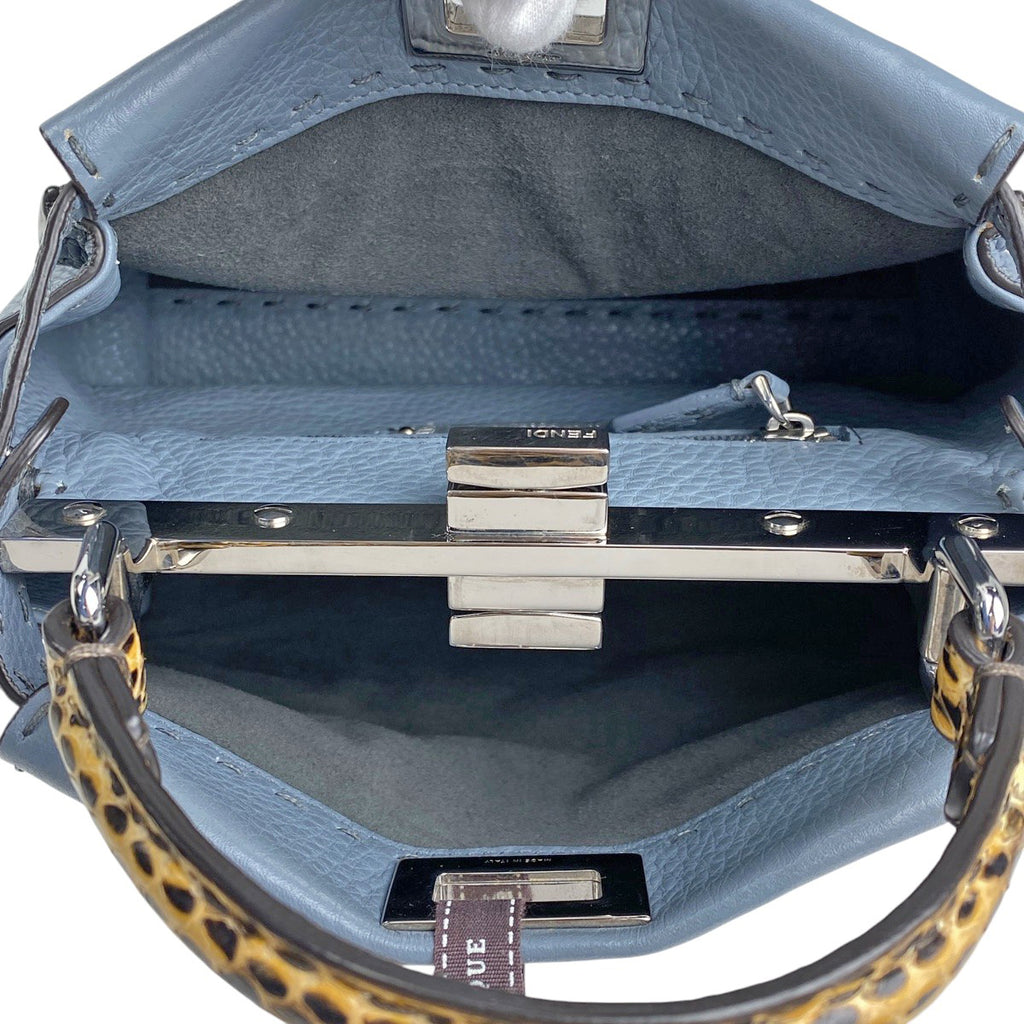 フェンディ ピーカブー ミニ ハンドバッグ 2WAY ショルダーバッグ セレリア ハンドバッグ レザー ブルー 8BN244 レディース 【中古】brbag