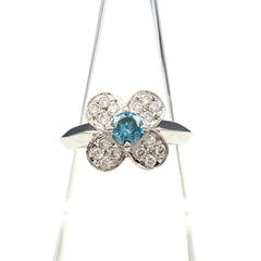 フラワーモチーフ デザインリング プラチナ 指輪 トリートメントダイヤ 花 メレダイヤ リング 9号 Pt900 ダイヤモンド レディース 【中古】nbjwl