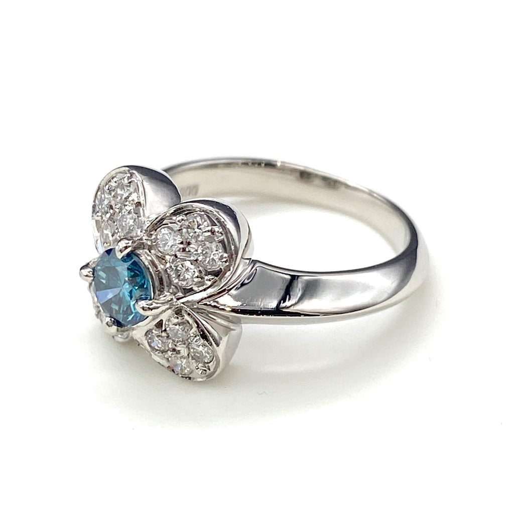 フラワーモチーフ デザインリング プラチナ 指輪 トリートメントダイヤ 花 メレダイヤ リング 9号 Pt900 ダイヤモンド レディース 【中古】nbjwl