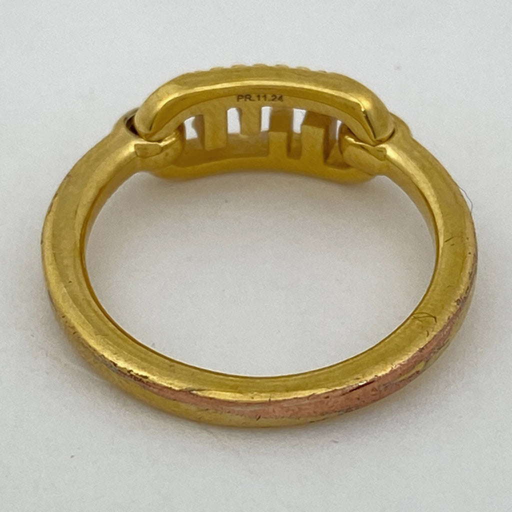 フェンディ オーロック リング ズッカロゴ 指輪 リング 9号 GP ラインストーン ゴールド レディース 【中古】bracc