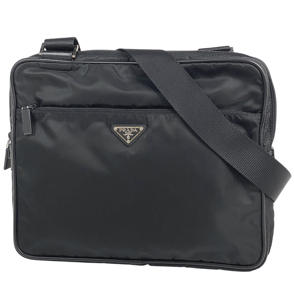 プラダ ロゴプレート ショルダーバッグ 斜め掛け ショルダーバッグ ナイロン ネロ(ブラック) レディース 【中古】brbag
