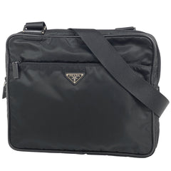 プラダ ロゴプレート ショルダーバッグ 斜め掛け ショルダーバッグ ナイロン ネロ(ブラック) レディース 【中古】brbag