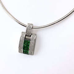 グリーングロッシュラーガーネット デザインネックレス ペンダント メレダイヤ ネックレス 750 K18 グリーングロッシュラーガーネット レディース 【中古】nbjwl